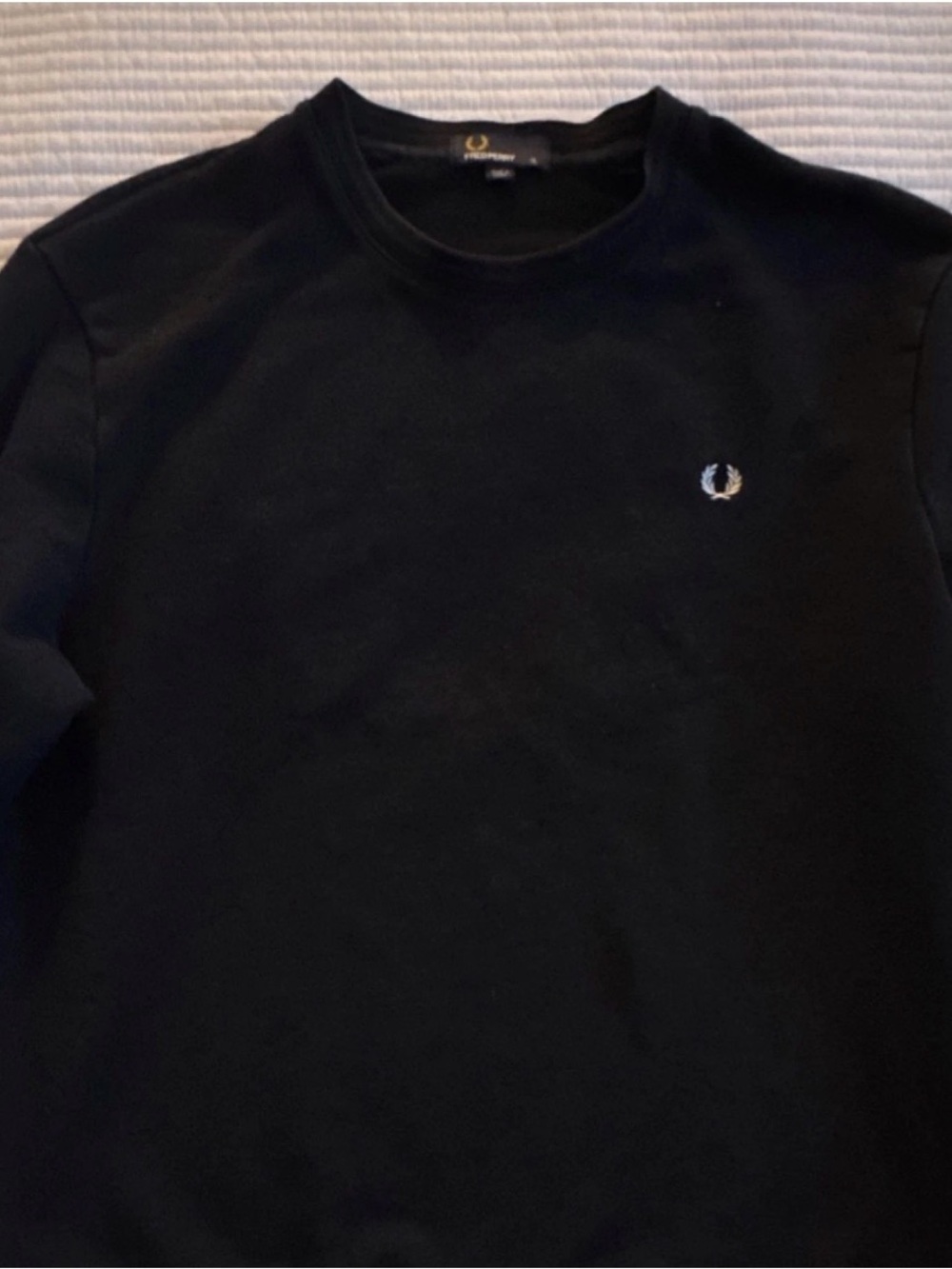 Rare Fred Perry Black Crewneck Sweatshirt with White Laurel Logo on back